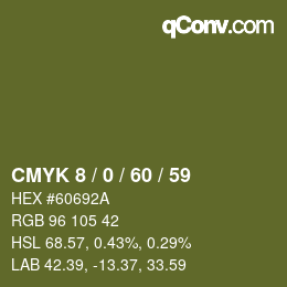 カラーコード: CMYK 8 / 0 / 60 / 59 | qconv.com
