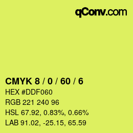 カラーコード: CMYK 8 / 0 / 60 / 6 | qconv.com