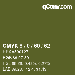 颜色代码: CMYK 8 / 0 / 60 / 62 | qconv.com