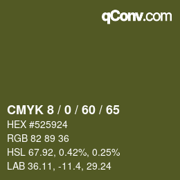 カラーコード: CMYK 8 / 0 / 60 / 65 | qconv.com