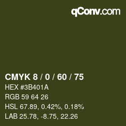 カラーコード: CMYK 8 / 0 / 60 / 75 | qconv.com