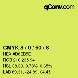 Farbcode: CMYK 8 / 0 / 60 / 8 | qconv.com