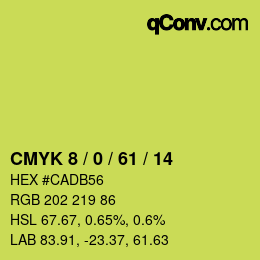 Farbcode: CMYK 8 / 0 / 61 / 14 | qconv.com