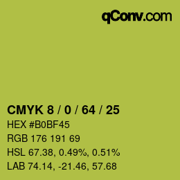 カラーコード: CMYK 8 / 0 / 64 / 25 | qconv.com