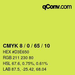 Color code: CMYK 8 / 0 / 65 / 10 | qconv.com