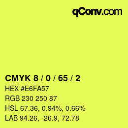 Color code: CMYK 8 / 0 / 65 / 2 | qconv.com