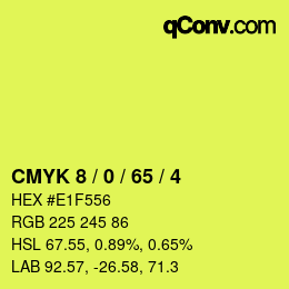 カラーコード: CMYK 8 / 0 / 65 / 4 | qconv.com