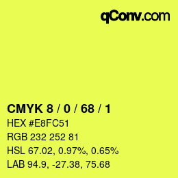 Color code: CMYK 8 / 0 / 68 / 1 | qconv.com