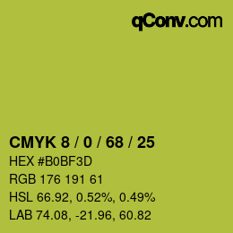 カラーコード: CMYK 8 / 0 / 68 / 25 | qconv.com