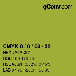 カラーコード: CMYK 8 / 0 / 68 / 32 | qconv.com