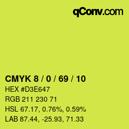 カラーコード: CMYK 8 / 0 / 69 / 10 | qconv.com