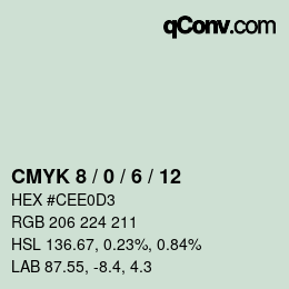 カラーコード: CMYK 8 / 0 / 6 / 12 | qconv.com