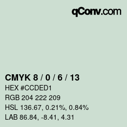 カラーコード: CMYK 8 / 0 / 6 / 13 | qconv.com