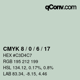 颜色代码: CMYK 8 / 0 / 6 / 17 | qconv.com