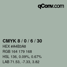 カラーコード: CMYK 8 / 0 / 6 / 30 | qconv.com