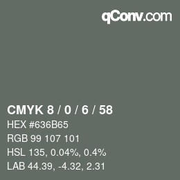 颜色代码: CMYK 8 / 0 / 6 / 58 | qconv.com