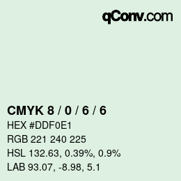 颜色代码: CMYK 8 / 0 / 6 / 6 | qconv.com