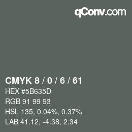 カラーコード: CMYK 8 / 0 / 6 / 61 | qconv.com