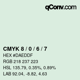 カラーコード: CMYK 8 / 0 / 6 / 7 | qconv.com