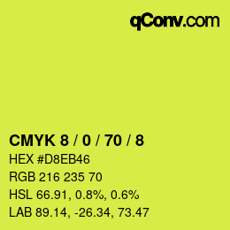 颜色代码: CMYK 8 / 0 / 70 / 8 | qconv.com
