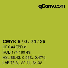 Color code: CMYK 8 / 0 / 74 / 26 | qconv.com