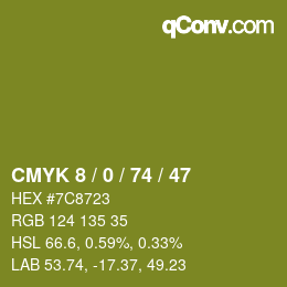 Color code: CMYK 8 / 0 / 74 / 47 | qconv.com