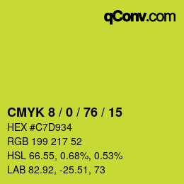 カラーコード: CMYK 8 / 0 / 76 / 15 | qconv.com