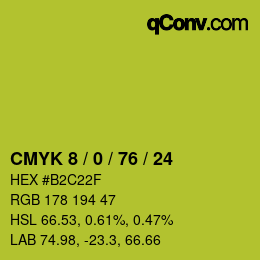 カラーコード: CMYK 8 / 0 / 76 / 24 | qconv.com