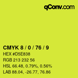 カラーコード: CMYK 8 / 0 / 76 / 9 | qconv.com