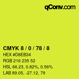 颜色代码: CMYK 8 / 0 / 78 / 8 | qconv.com