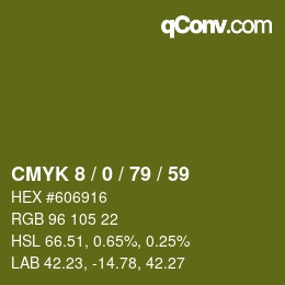 カラーコード: CMYK 8 / 0 / 79 / 59 | qconv.com