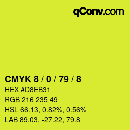 カラーコード: CMYK 8 / 0 / 79 / 8 | qconv.com