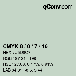 颜色代码: CMYK 8 / 0 / 7 / 16 | qconv.com
