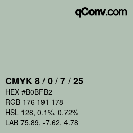 カラーコード: CMYK 8 / 0 / 7 / 25 | qconv.com