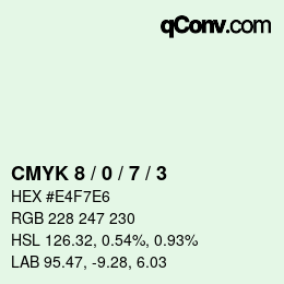 カラーコード: CMYK 8 / 0 / 7 / 3 | qconv.com