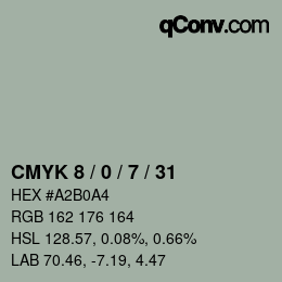 カラーコード: CMYK 8 / 0 / 7 / 31 | qconv.com