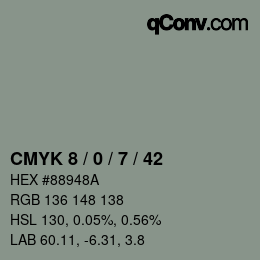 颜色代码: CMYK 8 / 0 / 7 / 42 | qconv.com
