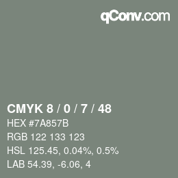 Color code: CMYK 8 / 0 / 7 / 48 | qconv.com