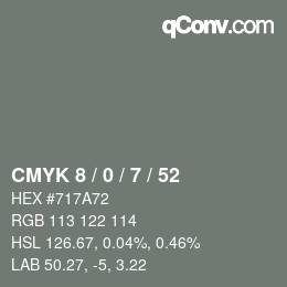 Color code: CMYK 8 / 0 / 7 / 52 | qconv.com