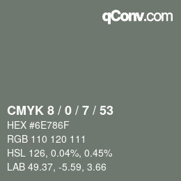 Color code: CMYK 8 / 0 / 7 / 53 | qconv.com