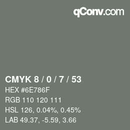 Color code: CMYK 8 / 0 / 7 / 53 | qconv.com