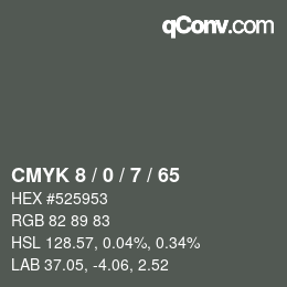 カラーコード: CMYK 8 / 0 / 7 / 65 | qconv.com