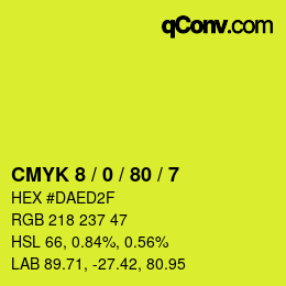 Color code: CMYK 8 / 0 / 80 / 7 | qconv.com