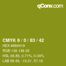 颜色代码: CMYK 8 / 0 / 83 / 42 | qconv.com