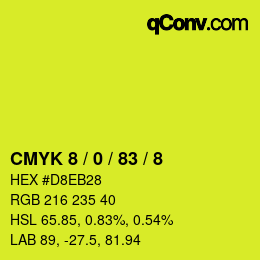 カラーコード: CMYK 8 / 0 / 83 / 8 | qconv.com