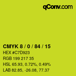 カラーコード: CMYK 8 / 0 / 84 / 15 | qconv.com