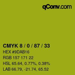 颜色代码: CMYK 8 / 0 / 87 / 33 | qconv.com