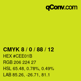 颜色代码: CMYK 8 / 0 / 88 / 12 | qconv.com