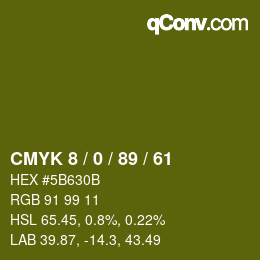 Color code: CMYK 8 / 0 / 89 / 61 | qconv.com