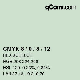 カラーコード: CMYK 8 / 0 / 8 / 12 | qconv.com